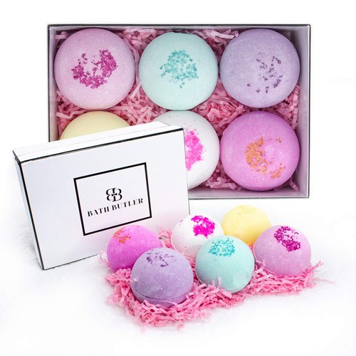 Bath Butler Gift Set - 6 XL Bubble Bath Bombs for Women and Kids, Shea Butter Moisturize, Perfect Gifts for Mom, Girlfriend - Ideal for Mother's Day, Birthday, Valentines, Anniversary, Christmas Gifts