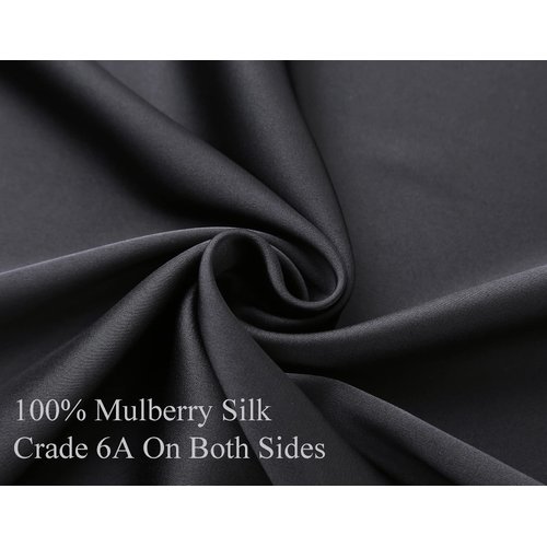 100% Mulberry Silk Pillowcase for Hair and Skin, Both Side 19 Momme Silk with Hidden Zipper,2 Pack (Black, Standard)