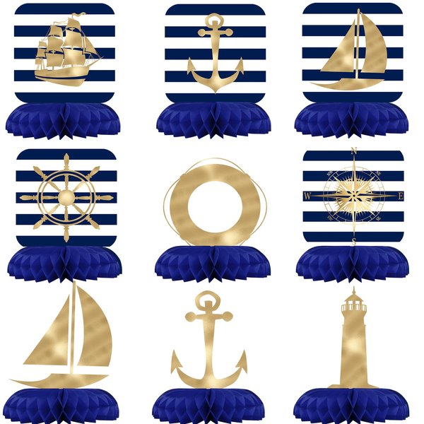 Nautical Party Decorations - Nautical Honeycomb Centerpieces for Kids'Nautical Birthday and Baby Shower Table Decor
