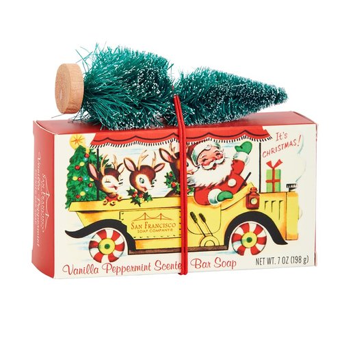 San Francisco Soap Company Kitschy Sissal Tree Bar Soap (7 oz Bar) | Vanilla Peppermint | Dye-Free Soap Bar | Perfect Holiday Gift | Unisex