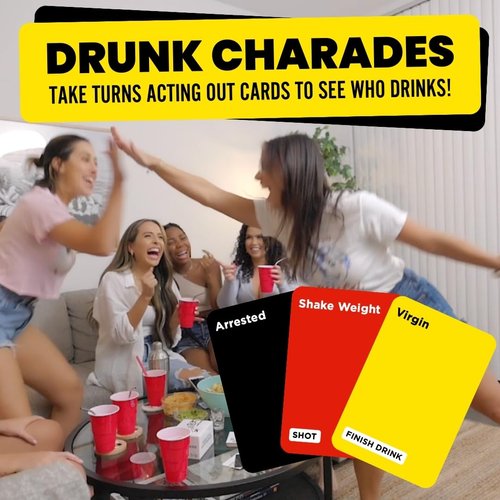 Do or Drink Act Out or Black Out Charades Drinking Card Games for Adults, Fun Adult Game with 350 Prompts - Great Party Game for Game Night, Bachelorette Parties, Couples, and More