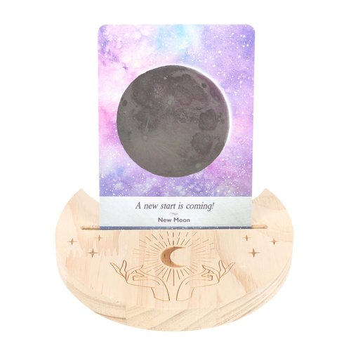 Natural Mystical Hands Crescent Moon Tarot Card Stand - Handcrafted Crystal Holder for Spiritual Readings and Display - Bohemian Decor, Healing Crystals - Unique Lunar Design, Gift Box Included
