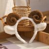 Auswalar 2 PCS Fur Ears Headband, Sheep Horn Hairband Lamb Hair Hoop Cute Animal Headwear Animal Costume Accessories for Christmas Birthday Cosplay