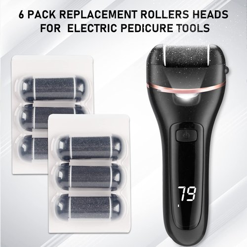 6 PCS Replacement Roller Head for Electric Callus Remover for Feet Pedicure Kit Refill Rollers Extra Coarse Regular Coarse Fine Coarse