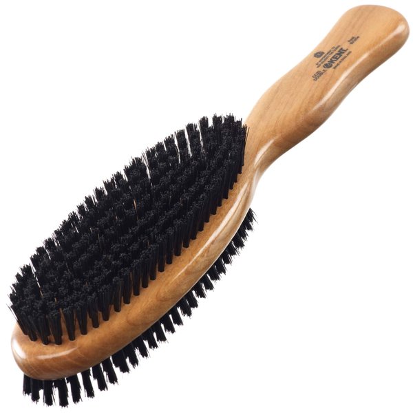 Kent CC20 Double-Sided Clothes Brush Boar Bristles Lint Remover. Firm for Dust and Dirt, Soft for Gentle Brushing for Keeping Fabrics Free from Fibres, Fluff and Pet Hair. Cherrywood. Made in England
