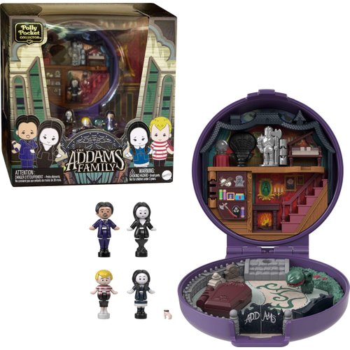 Polly Pocket Collector Playset, The Addams Family Compact with 4 Special Edition Character Dolls ...