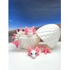 3D Printed Dragon with Dragon Egg, Articulated Mother and Child White and Pink Axolotl Dragons, Fidget ADHD Autism Toy, Executive Desk Toy MCDD041-BD008-PNK-WE