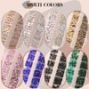 3220Pcs Champagne Gold Glass Nail Rhinestones 120Pcs Multi Shapes Flatback Nail Gems +3100Pcs 1.5-4mm Round Crystal, Manicure Nail Charms Diamond Gemstones for Nail Design Acrylic Nails Decoration