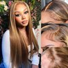 Durreley 22 Inch Ombre Lace Front Wigs Human Hair Pre Plucked 180% Density Glueless 4/27 Colored Honey Blonde Wig Human Hair Highlight 13x6 HD Lace Front Wigs Human Hair for Black Women