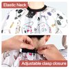 Kids Barber Cape with Neck Duster Brush, Professional Salon Hair Cutting Cape with Adjustable Snap Closure(Cartoon Cat)