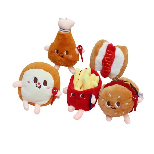 5 Pcs Food Plush Toy Hamburger Plush Toy - Hamburger Stuffed Toys - Cute Food Plush Pillow - Creative Food Plush Cute Hamburger Pillow with Keychain Decoration Birthday Gift (Hamburger Plush Toy)