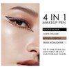 FREEORR 4 in 1 Makeup Pen, On-The-Go Travel 4-in-1 Makeup Pen Eyeliner in Black, Eyeliner in White, Eyebrow Pencil in Brown, Highlighter All in One Makeup Pen, Smooth to Glide and Easy to Carry