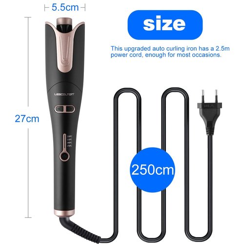 Automatic Hair Curling Iron, LESCOLTON Rotating Curlers Iron with 1" Barrel Curls, Auto Hair Curler Wand with 4 Temp & Dual Voltage, Anti-Scald, Auto Shut-Off
