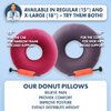 Dr. Frederick's Original Donut Pillow - 18" Inflatable Donut Cushion for Tailbone Pain Relief - Donut Pillow Seat Cushion for Hemorrhoids, Bed Sores, Prostatitis - Gray Flannel & Vinyl