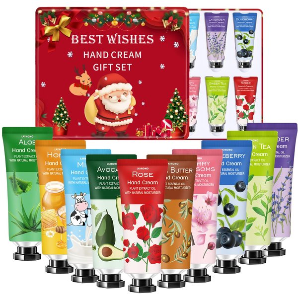 Layhomo 10 Pack Hand Cream Christmas Gift for Girls Wife Mom Her Grandma,Stocking Stuffers for Adults Women,Stocking Stuffers for Teen Girls,Moisturizing Hand Cream for Dry Hands
