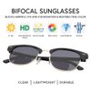 VITENZI Bifocal Sunglasses for Men and Women Semi Rimless Browline Reading Readers - Tivoli in Matte Black 2.75