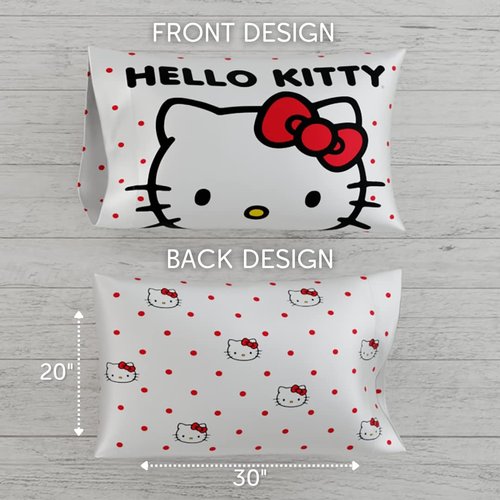 Hello Kitty Beauty Silky Satin Standard Pillowcase Cover 20x30 for Hair and Skin, (Official Licensed Product) by Franco