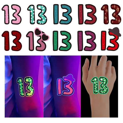 48 Pcs Glow in Dark/13 Hand/13/Temporary Tattoos, Party Accessories for Swifties Gifts