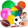 HOESDA Balls for Toddlers 1-3,Toddler Sports Ball Outdoor Toys,Set of 7 Kids Foam Ball Baby Ball Indoor Outdoor Toys-Playground Ball Basketball Football Volleyball Rugby Bounce Ball with Bag