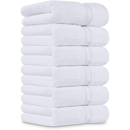 Utopia Towels [6 Pack Premium Hand Towels Set, (16 x 28 inches) 100% Ring Spun Cotton, Ultra Soft and Highly Absorbent 600GSM Towels for Bathroom, Gym, Shower, Hotel, and Spa (White)