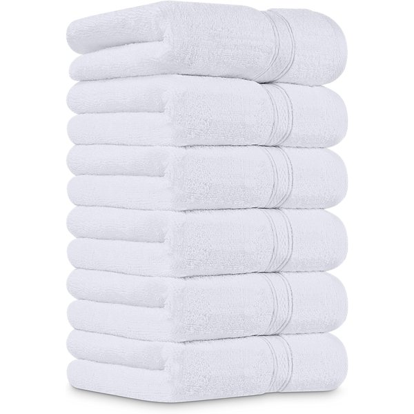 Utopia Towels [6 Pack Premium Hand Towels Set, (16 x 28 inches) 100% Ring Spun Cotton, Ultra Soft and Highly Absorbent 600GSM Towels for Bathroom, Gym, Shower, Hotel, and Spa (White)