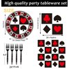 60Pcs Casino Party Supplies Poker Tableware Set 7"Poker Paper Plates and Casino Napkins Fork for Casino Night Poker Game Themed Poker Card Playing Club Heart Casino Birthday Party Decorations(Serve20)