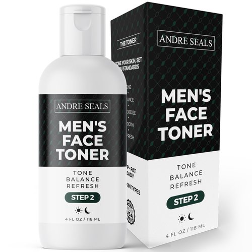 Andre Seals Balancing Face Toner for Men | Organic Witch Hazel, Green Tea & Hyaluronic Acid | Face Tightener | Hydrating Toner and Smoothing | Men's Face Toner & Men Skin Care - 4 oz