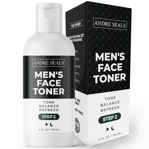 Andre Seals Balancing Face Toner for Men | Organic Witch Hazel, Green Tea & Hyaluronic Acid | Face Tightener | Hydrating Toner and Smoothing | Men's Face Toner & Men Skin Care - 4 oz