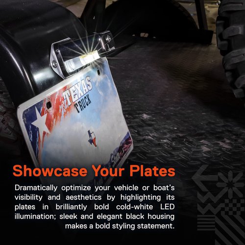 TRUE MODS LED License Plate Light for Trailer [Surface Mount] [DOT FMVSS 108] [SAE L] [Black-Finish] [Waterproof] [12V DC] License Tag Lights for UTV ATV Trailer Truck RV Boat