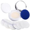 15ml 0.5oz White Empty Luxurious Powder Puff Container with Sponge Puff and Mirror, Portable Make up Powder Container Case with Extra 2 Sponges and 4 Puffs, Refillable Foundation BB Cream Box