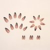 24Pcs Medium Long French Tip Press on Nails Almond Shaped Nude Pink Black Star Fake Nails Glitter Design Nail Decorations Full Cover Artificial Glue on Nails for Women Girls DIY Acrylic Nails Manicure