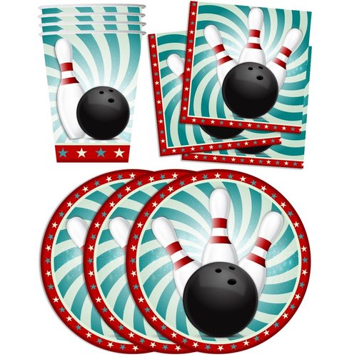 Bowling Fun Birthday Party Supplies Set Plates Napkins Cups Tableware Kit for 16