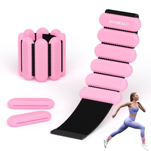DOOHALO Ankle Weights Wrist Weights for Women Adjustable Arm Leg Weights for Women Weighted Wristbands for Walking Pilates Yoga, Aerobics 2 Pieces in Set 1lb Each