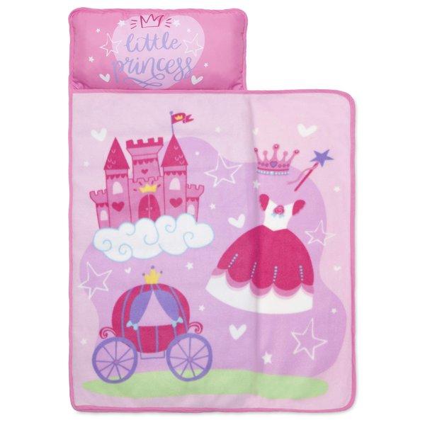 Baby Boom Funhouse Little Princess Kids Nap Mat Set – Includes Pillow and Fleece Blanket – Great for Girls Napping during Daycare or Preschool - Fits Toddlers, Pink