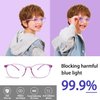 AetrvoHope Kids Blue Light Glasses Clear Purple,TR90 Ultra-Light Computer Glasses for Teens Girls Age 7-14,Unbreakable Frame Blue Light Blocker Glasses for Child with Case,Anti Eyestrain & UV400