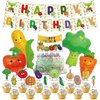 Vegetable Birthday Party Supplies Cute Vegetable Party Decorations Include HAPPY BIRTHDAY Banner Foil Balloons Cake Topper Cupcake Toppers Cartoon Birthday Party Decoration