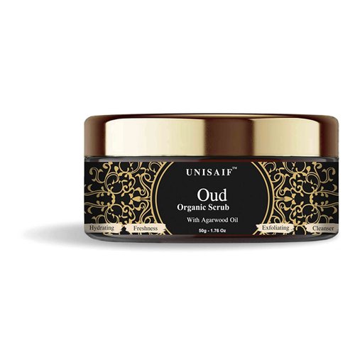 Unisaif Oud Organic Face Scrub - Body Exfoliator Scrub with Agarwood Oil | Gentle Exfoliating Scrub to Detoxify and Hydrate the Skin | Freshness | Exfoliant Body Scrub | Face Cleanser (50 g).