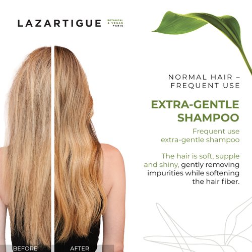 Lazartigue Extra Gentle Hair Shampoo Travel Size | Frequent Use Shampoo. Gentle on Scalp | For All Hairtypes | Prevents Irritations & Dandruff & Leaves Hair Stronger & shiny | Vegan & Silicone Free