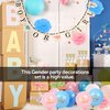 Gender Reveal Party Supplies (99 Pieces) Baby Shower Decorations Set with Bonus Including Cupcake Topper Special Banner Gender Reveal Balloons Paper Flowers Paper Lanterns & Free Sticker
