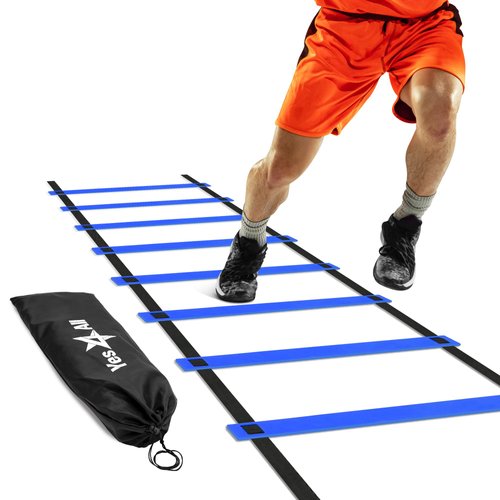 Yes4All Speed Agility Ladder Training Equipment with Carry Bag - 8 Rungs Blue