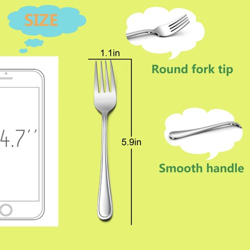 LIANYU 9-Piece Toddler Forks, Stainless Steel Kids Forks Silverware for 2-10 Year Old, Children Cutlery Flatware Set, Kids Utensils Forks Set for Home Preschools, Dishwasher Safe