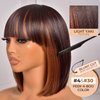 ToyoTress Bob Wigs With Bangs - 12 Inch Black Mix Brown Bob Wig With Bang For Black Women Daily Costume Cosplay, Short Light Yaki Straight Synthetic Hair Wigs Heat Resistant (12 Inch, SH4/30-612H)