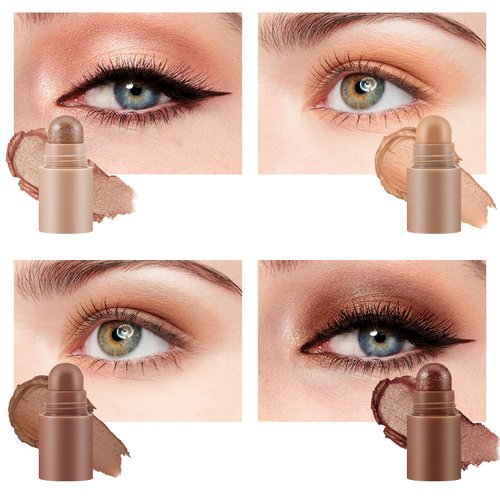 Apooliy 4 Color Eyeshadow Pencil，Glitter Eyeshadow Stick，Creamy Matte Eye Shadow Pen，Face & Eye Highlighter Pen，Highly Pigmented Crayon Nude Eyeshadow