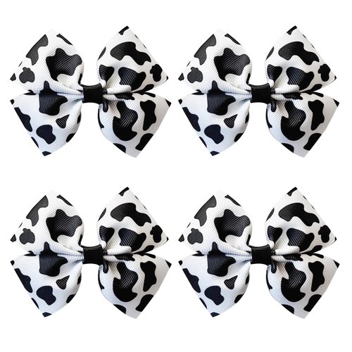 4Pcs Cow Print Bows for Girls Cow Print Hair Bows for Girls Cow Print Hair Bow Clips for Girls Cow Print Hair Clips Cute Hair Accessories for Girls