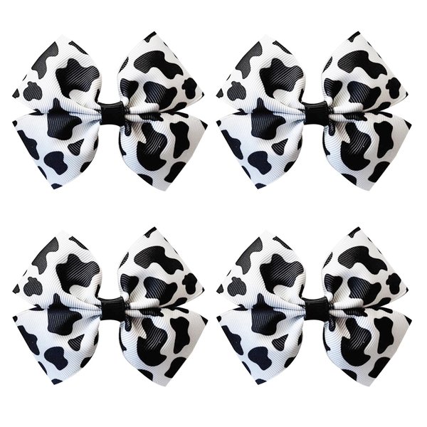 4Pcs Cow Print Bows for Girls Cow Print Hair Bows for Girls Cow Print Hair Bow Clips for Girls Cow Print Hair Clips Cute Hair Accessories for Girls