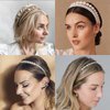 Allereyae Vintage Pearl Headband White Pearl Hairband Bridal Pearl Hair Hoop Band Wedding Headpiece Pearl Beads Hair Accessories for Women