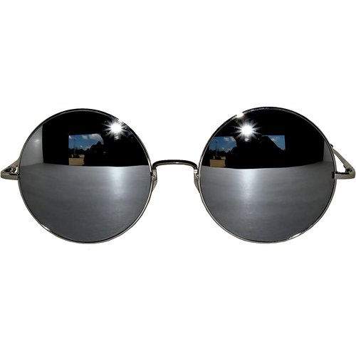 Round Style Round Sunglasses Silver Mirrored Lens Silver Metal Frame