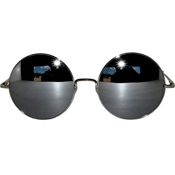 Round Style Round Sunglasses Silver Mirrored Lens Silver Metal Frame