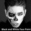 Go Ho Black and White Face Body Paint Stick,Water Based Cream Washable White and Black Face Paint Wand with Cushion Applicator,Halloween Cosplay Costume SFX Skull Skeleton Makeup