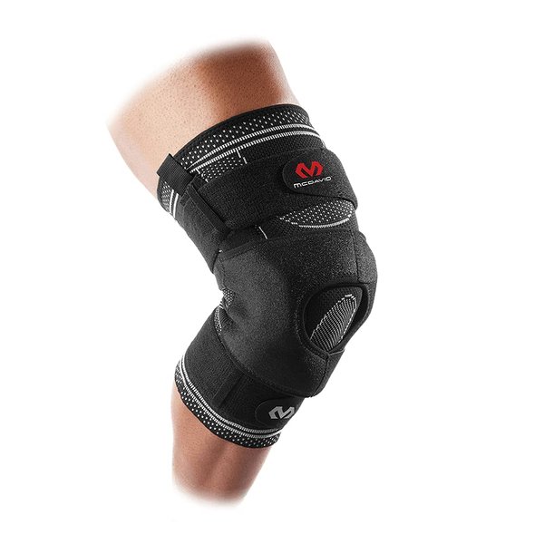 McDavid MD5149 Elite Engines Elastic Knee Brace with Dual Wrap Hinges, Black, X-Small